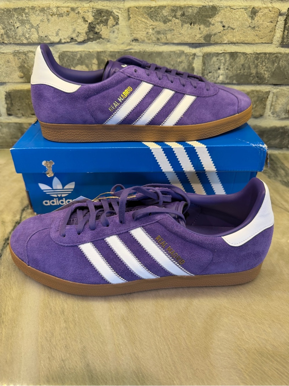 adidas Purple Suede Real Madrid Sneakers with White Stripes